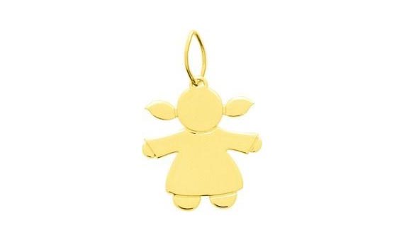 Pendentif personnage fille or jaune 750/1000